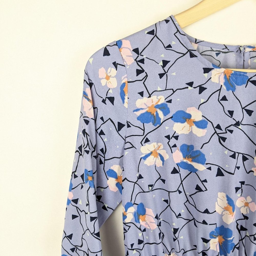 Vero Moda Soft Blue Floral Frill Sleeve Dress XS - Picture 3 of 6